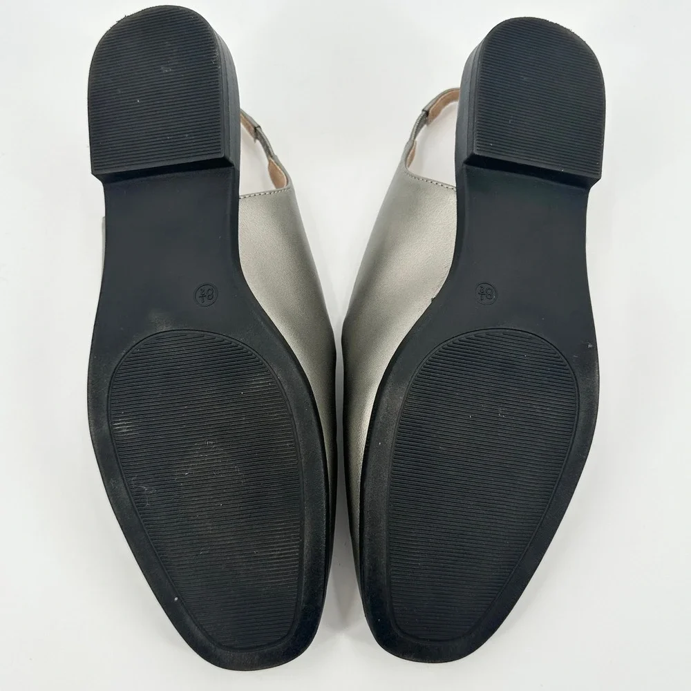 Journee Collection Lainey Pewter Silver Horsebit Slingback Loafer Flats 8.5